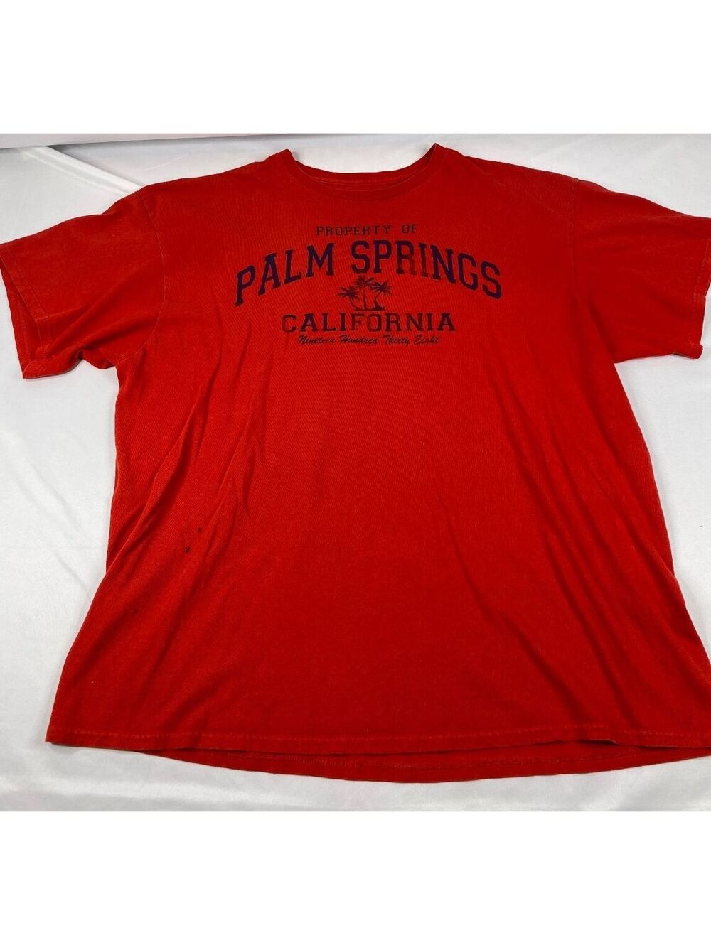 M J Soffe red Palm Springs California graphic T shirt